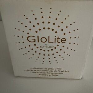 GloLite by PartyLite Candle Holder in Box - White and Gold